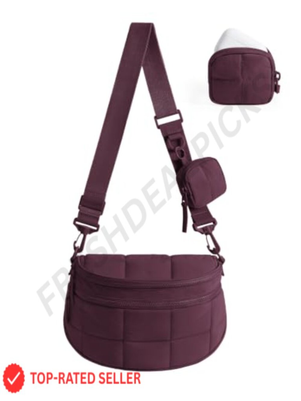 Quilted Nylon Puffer Crossbody Bag with Adjustable Strap